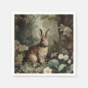 Serviette En Papier Le lièvre d'Antiquité de charme dans la forêt luxu
