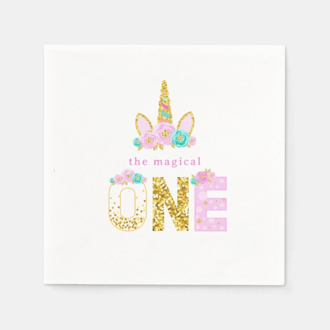 Serviette En Papier Le Magique One Unicorn 1er anniversaire (Devant)
