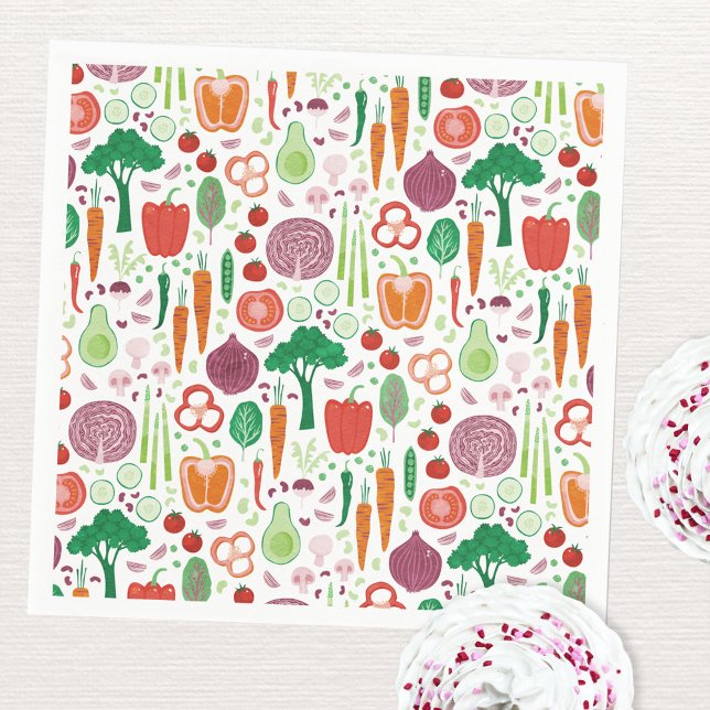 Serviette En Papier Le marché des agriculteurs Légumes cultivés locale (Vegetable pattern Farmers Market Locally Grown party paper napkins)