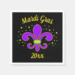 Serviette En Papier Le mardi gras Fleur-De-lis ajoute l'année