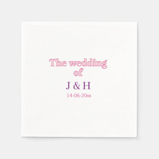 Serviette En Papier Le mariage du nom de couple lettre initiale date