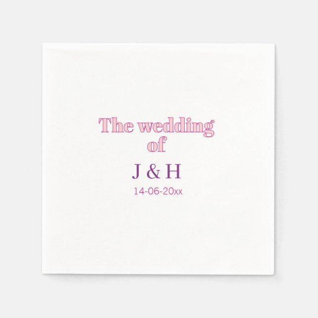 Serviette En Papier Le mariage du nom de couple lettre initiale date (Devant)