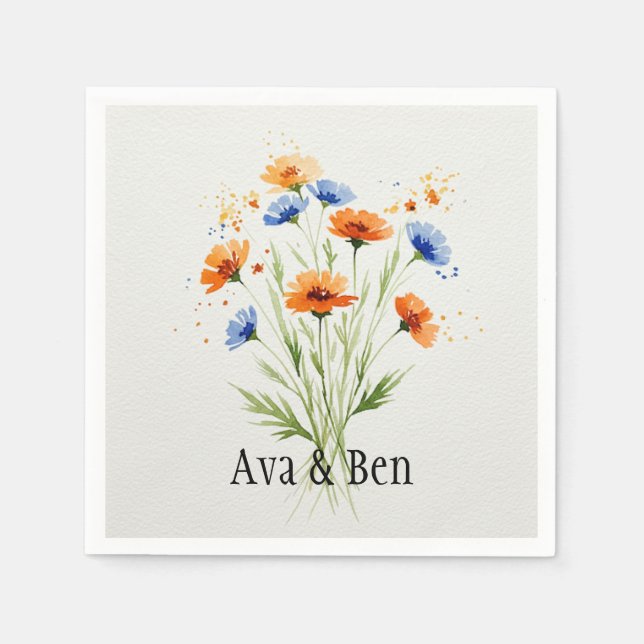 Serviette En Papier Le Mariage Fleur sauvage Embrace d'été (Devant)