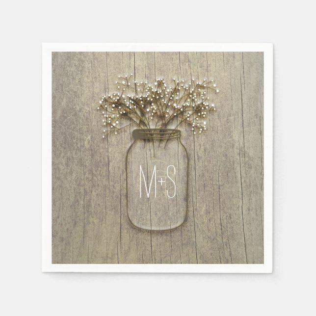 Serviette En Papier Le Mariage rustique de Mason Jar Baby (Devant)