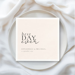 Serviette En Papier LE MEILLEUR JOUR JAMAIS ! Moderne, Minimal, Beige,