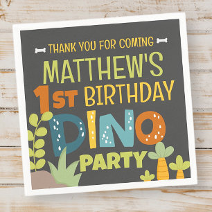 Serviette En Papier Le Merci d'anniversaire de la petite Dino Dinosaur