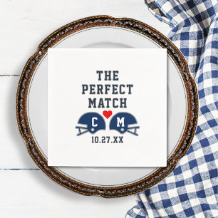 Serviette En Papier Le Monogramme Parfait Mariage de football