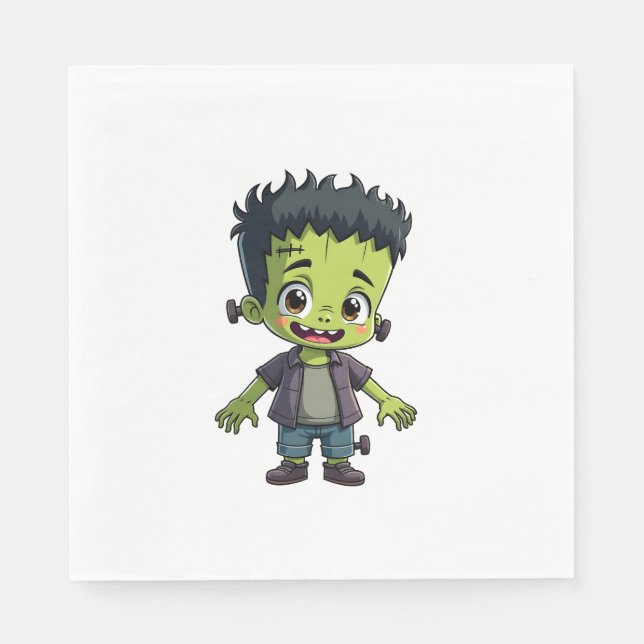 Serviette En Papier Le Monstre de Frankenstein - Caricature d'Hallowee (Devant)