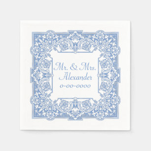 Serviette En Papier Le motif bleu de bleuet vintage personnalisent