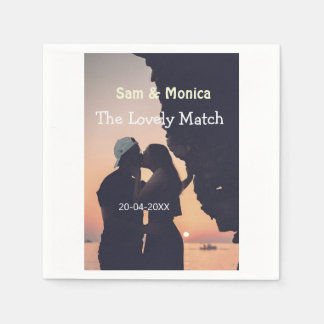 Serviette En Papier le nom de date de mariage de couple de match charm