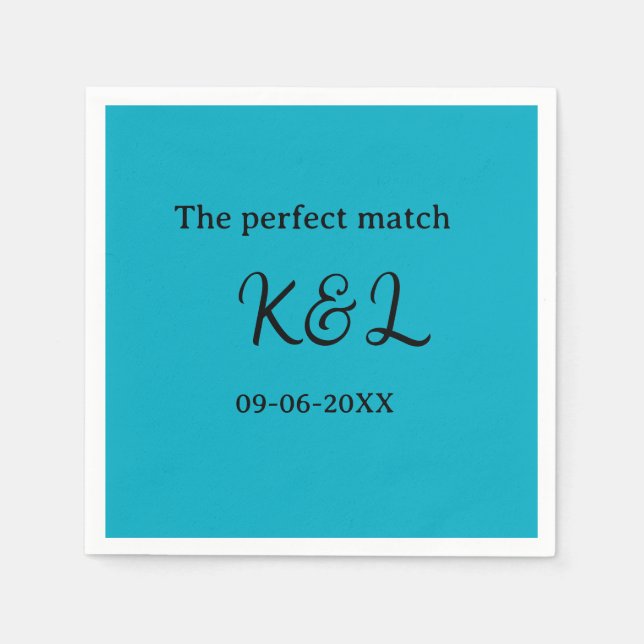 Serviette En Papier Le nom du couple parfait lettre date bleu sim (Devant)