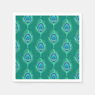 Serviette En Papier Le paon fait varier le pas, Aqua sur la