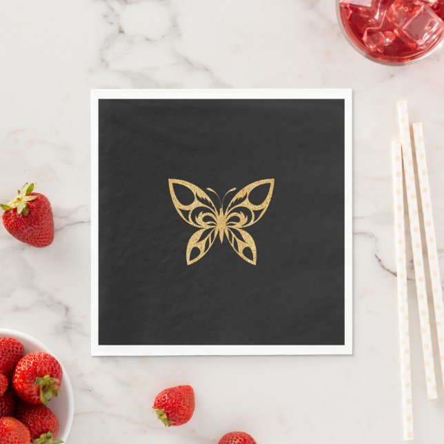 Serviette En Papier Le Papillon Doré (En situation)