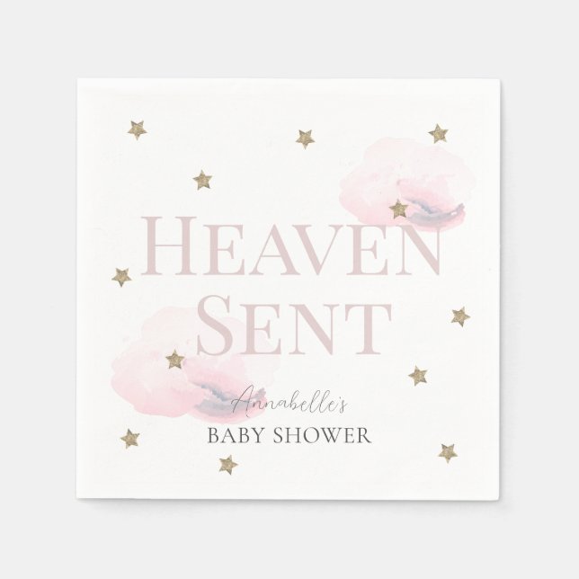 Serviette En Papier Le paradis envoyé Baby shower fille rose (Devant)
