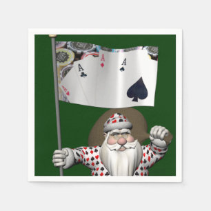 Serviette En Papier Le Père Noël Aime Jouer Au Poker