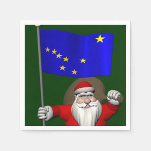 Serviette En Papier Le Père Noël Avec L'Enseigne De L'Alaska