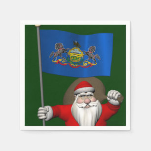Serviette En Papier Le Père Noël Avec L'Ensigne De Pennsylvanie
