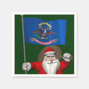 Serviette En Papier Le Père Noël Avec L'Ensigne Du Dakota Du Nord