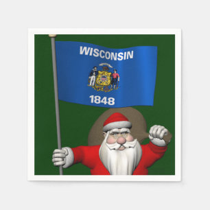 Serviette En Papier Le Père Noël Avec L'Ensigne Du Wisconsin