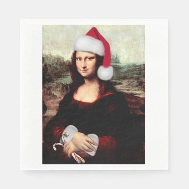 Serviette En Papier Le Père Noël de Mona Lisa (Devant)