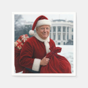 Serviette En Papier Le Père Noël Trump Avec Sac Cadeau Rouge