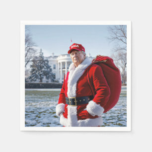 Serviette En Papier Le Père Noël Trump avec sac rouge