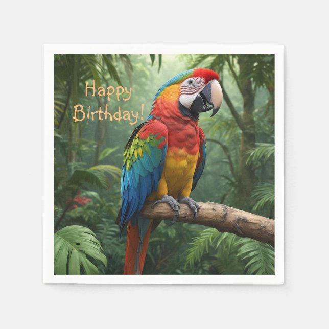 Serviette En Papier Le perroquet de Macaw dans la jungle (Devant)