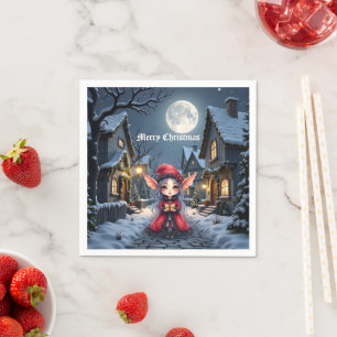 Serviette En Papier Le Petit Messager de Noël. 