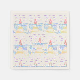 Serviette En Papier Le phare rouge et la jetée jaune