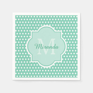 Serviette En Papier Le pois snob monnaye le monogramme et le nom verts