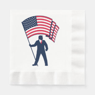 Serviette En Papier Le président Trump portant le drapeau des États-Un