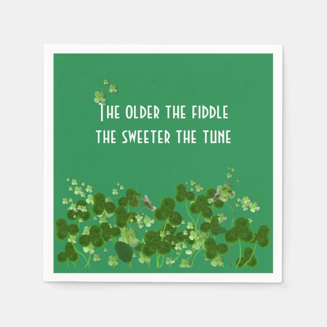 Serviette En Papier Le Proverbe Irlandais Sur Vert Avec Shamrock (Devant)