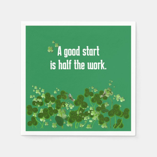 Serviette En Papier Le Proverbe Irlandais Sur Vert Avec Shamrock (Devant)