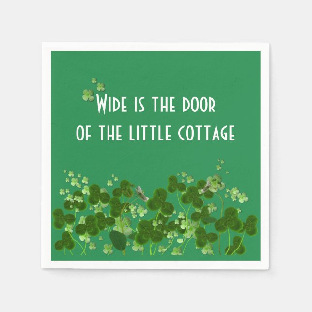 Serviette En Papier Le Proverbe Irlandais Sur Vert Avec Shamrock (Devant)