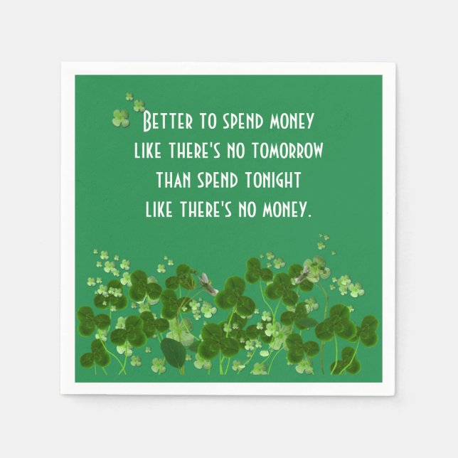 Serviette En Papier Le Proverbe Irlandais Sur Vert Avec Shamrock (Devant)