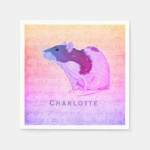 Serviette En Papier Le rat rose d'animal familier ajoutent votre rat