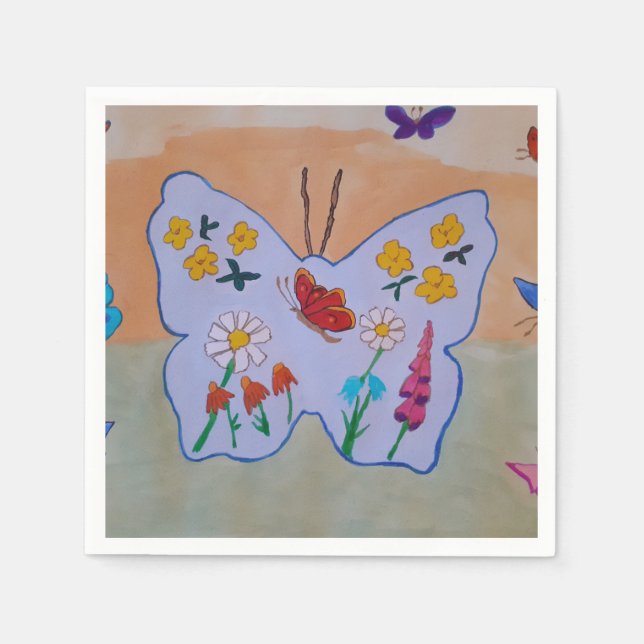 Serviette En Papier Le rêve papillon (Devant)