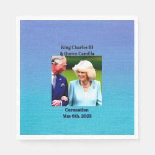 Serviette En Papier Le roi Charles III et la reine du couronnement de 