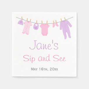 Serviette En Papier Le rose et le petit Sip pourpre de bébé de