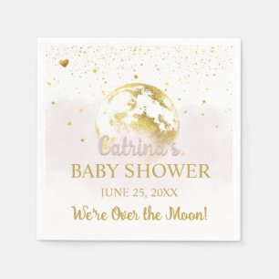 Serviette En Papier Le rose sur la lune et les étoiles Baby shower cél