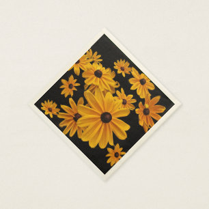 Serviette En Papier Le Rudbeckia Susan observée par noir fleurit les