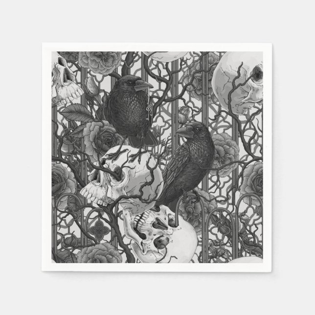 Serviette En Papier Le secret de Raven. Illustration gothique sombre e (Devant)
