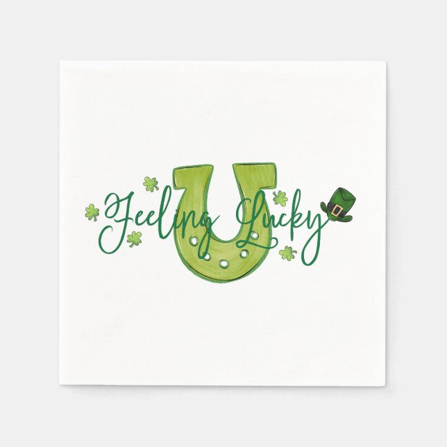 Serviette En Papier Le Shamrock du fer à cheval de la Saint-Patrick (Devant)