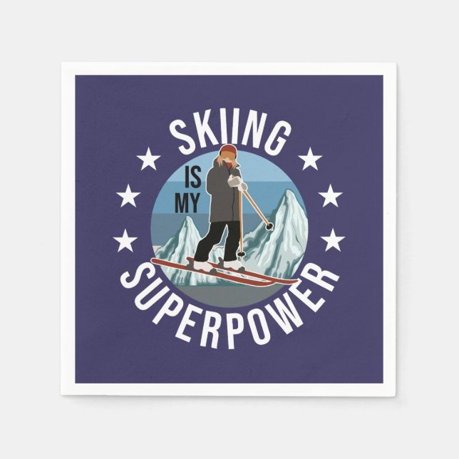 Serviette En Papier Le Ski Est Ma Superpuissance (Devant)