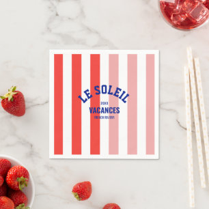 Serviette En Papier Le Soleil Vacances Côte d'Azur Cabana Stripe