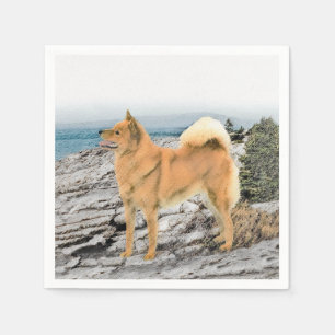 Serviette En Papier Le Spitz finlandais sur la peinture de bord de mer