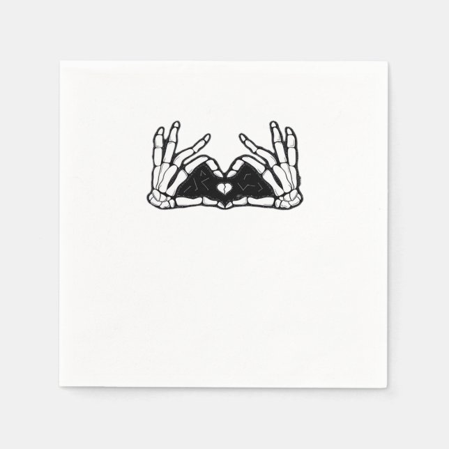 Serviette En Papier Le Squelette Met La Tête D'Un Coeur (Devant)