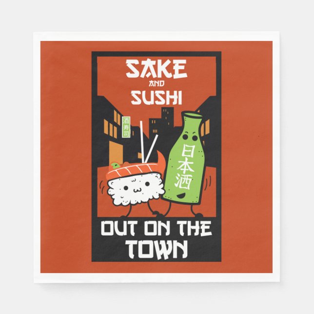 Serviette En Papier Le Sushi Et Le Sake (Devant)