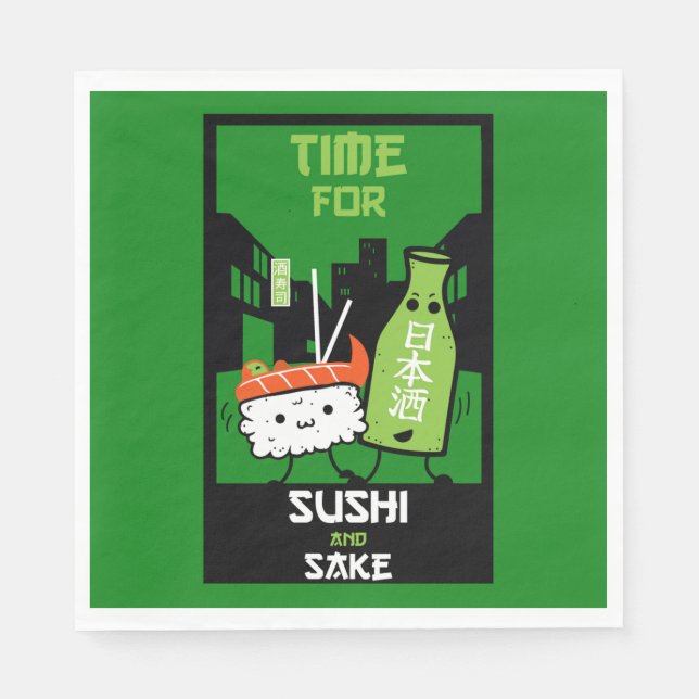 Serviette En Papier Le Sushi Et Le Sake (Devant)