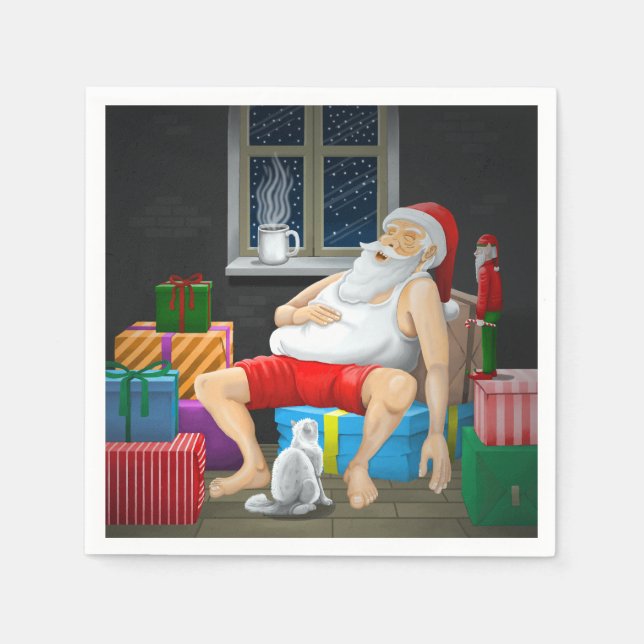 Serviette En Papier Le temps du café de Père Noël (Devant)